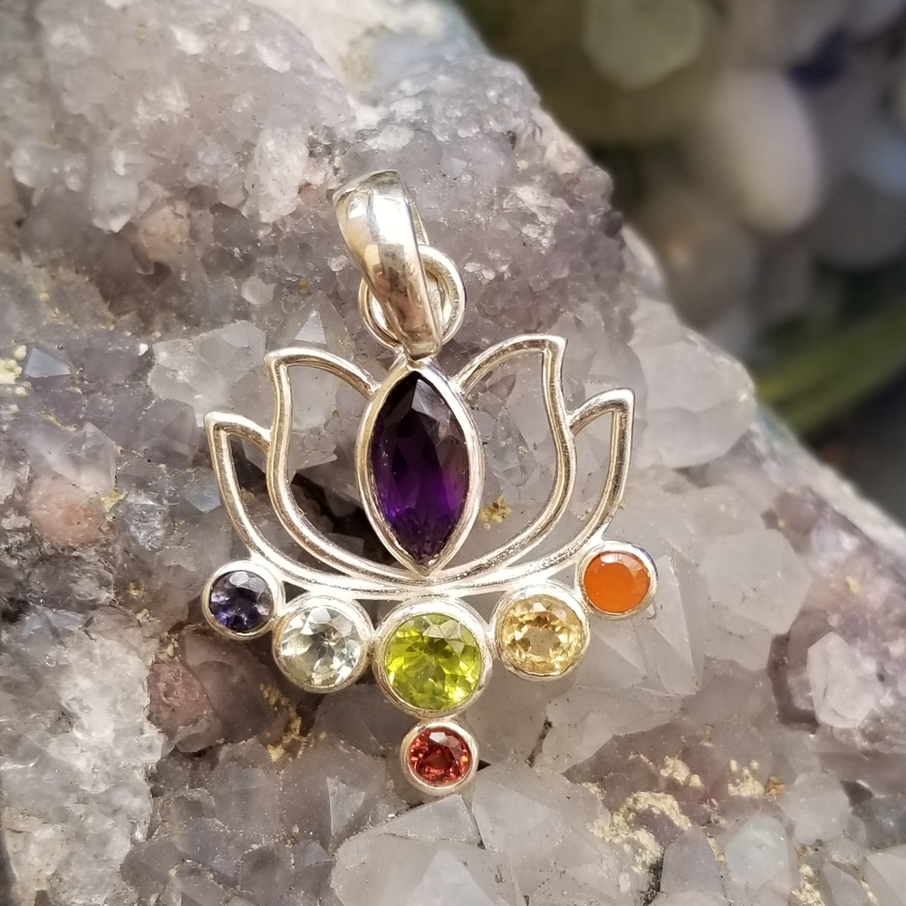 Silver Plated Lotus Pendant